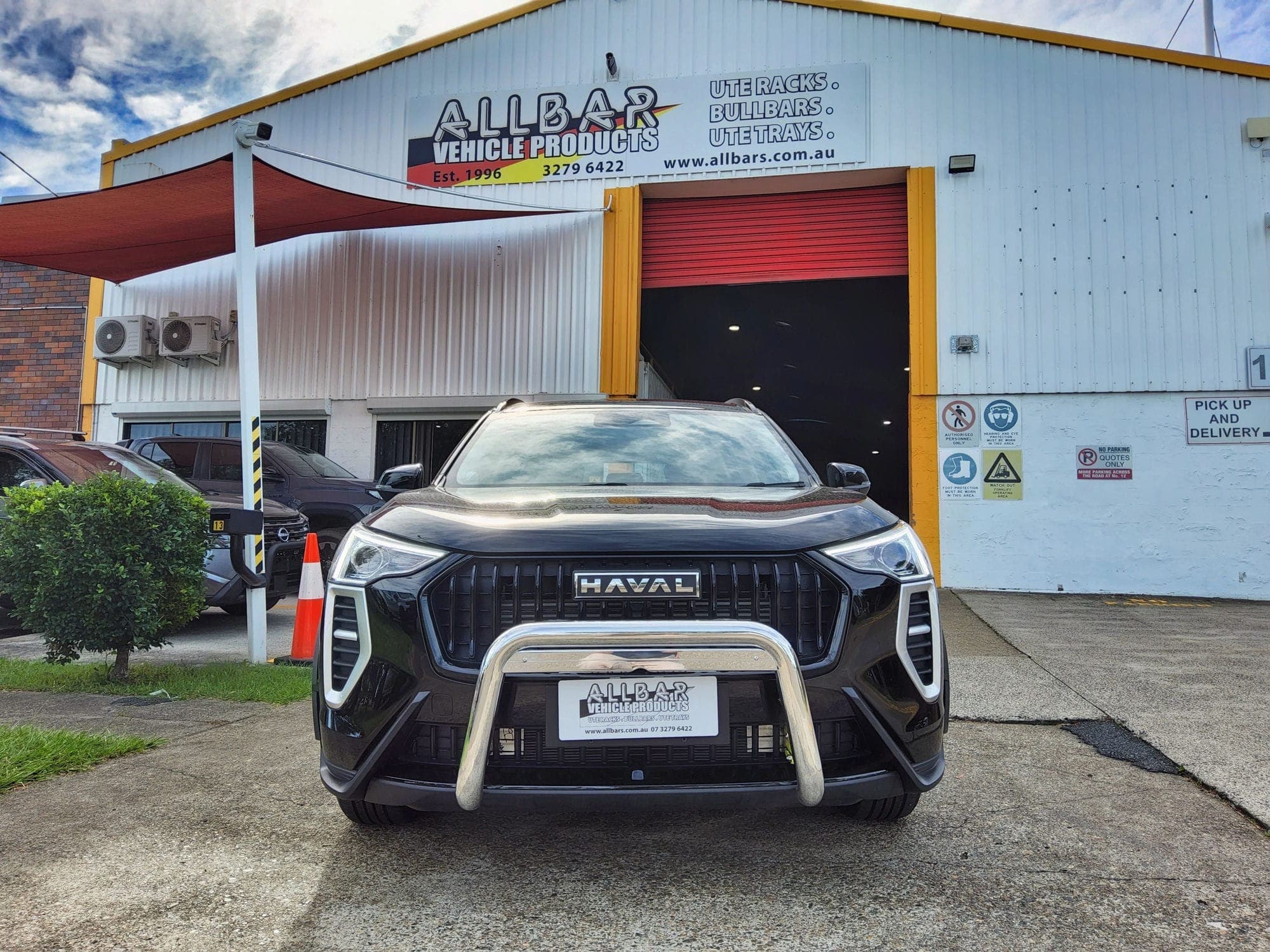 Haval with AllBars polished alloy nudge bar at the Brisbane workshop