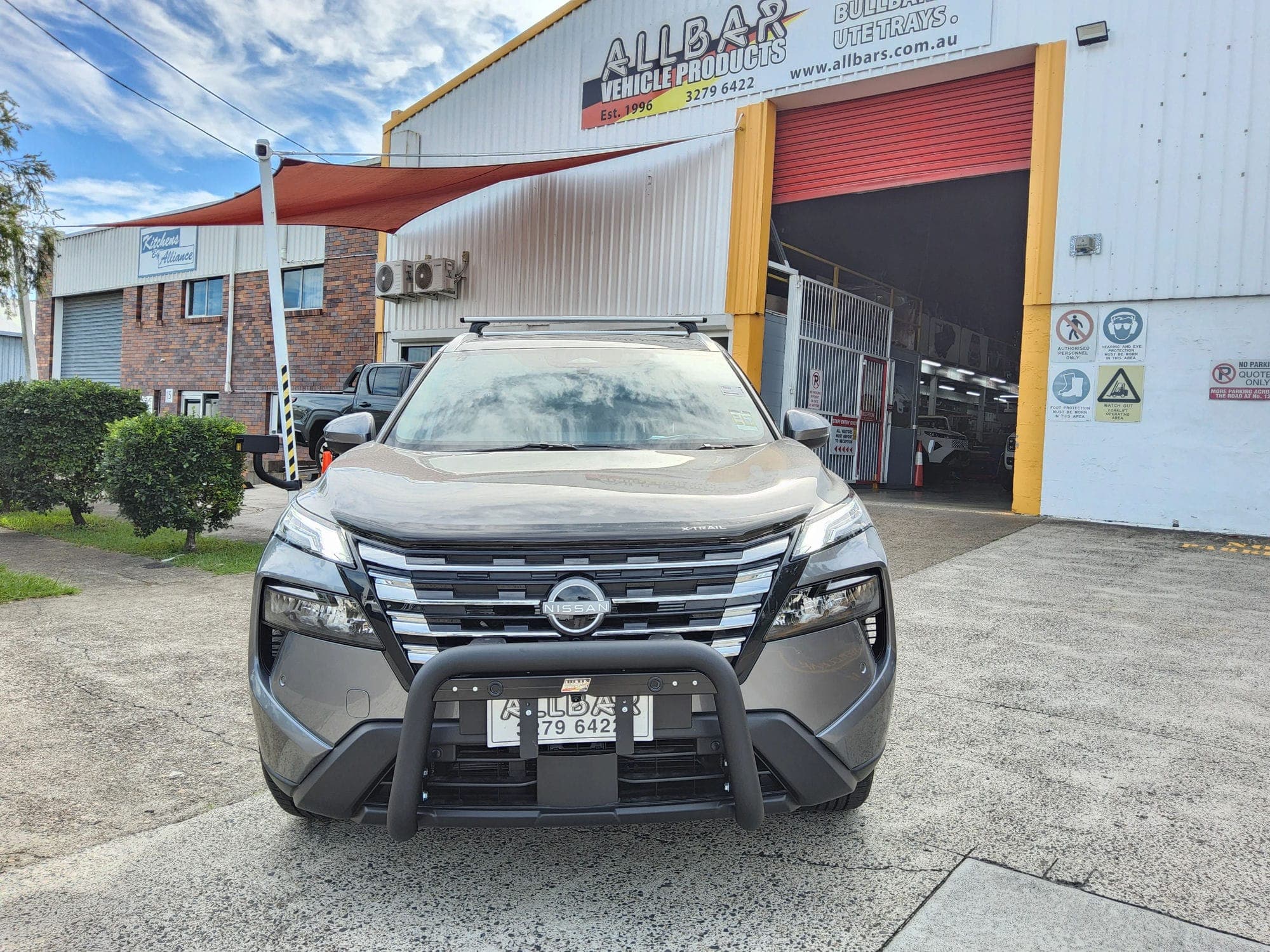 Nissan X-Trail with AllBars black nudge bar at the Brisbane workshop