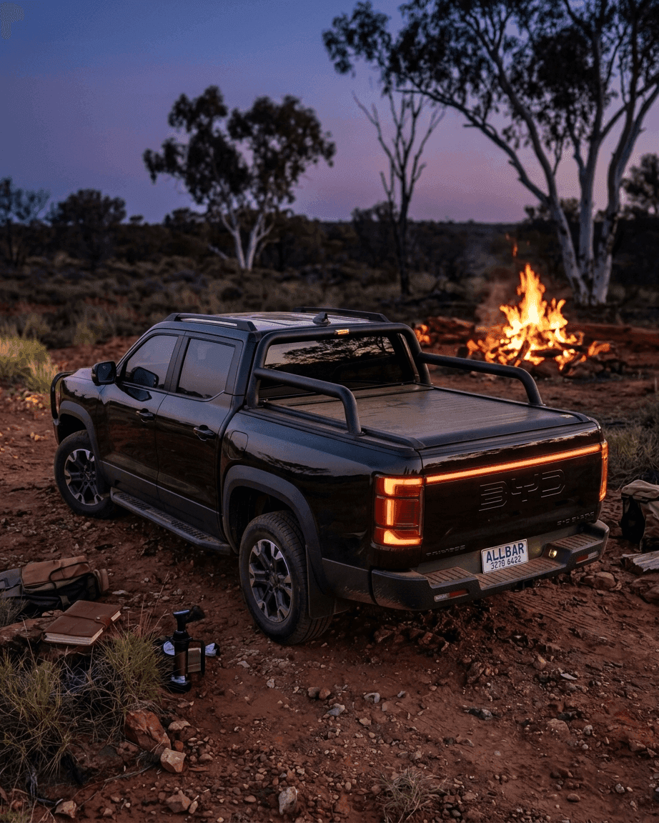 4WD convoy in the Australian outback at sunset with AllBars equipment